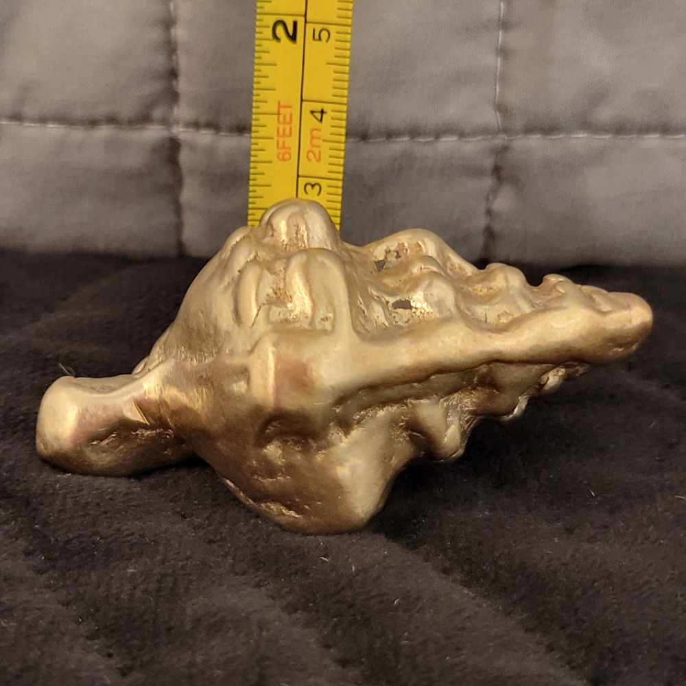 Vintage Solid Brass Conch Shell Figurine Paperweight Nautical Coastal Decor Cute - Picture 6 of 8